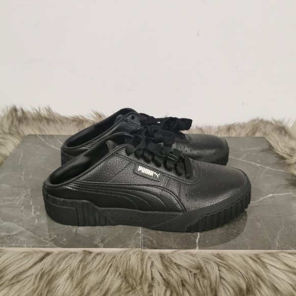 Puma Mules Cali Black / Gold Slip Ons - Picture 5 of 7